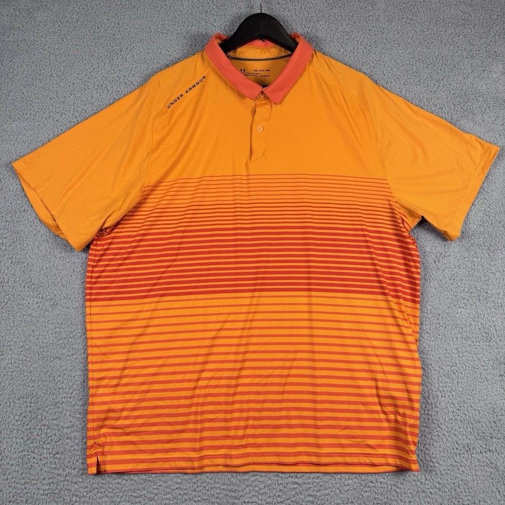Under Armour Polo Mens 2XL Loose Orange Heatgear Performance Stretch‎ Golf Shirt